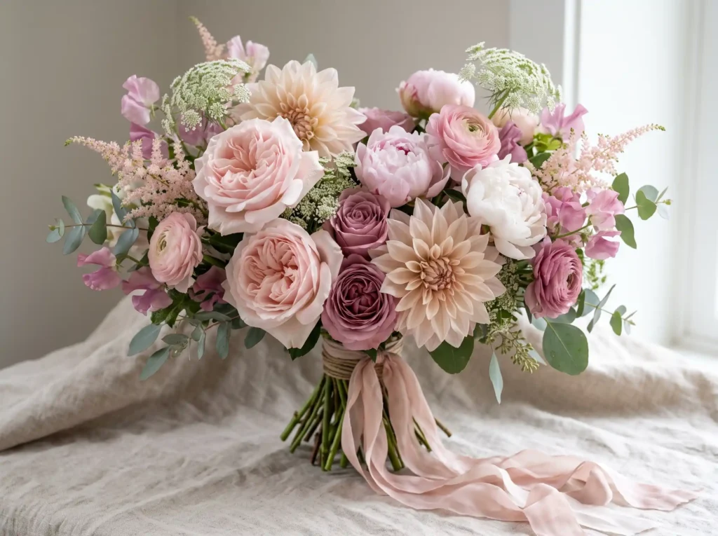 Signature Pink Blossom Collection Inspiration A Pink blossom bridal bouquet arra…