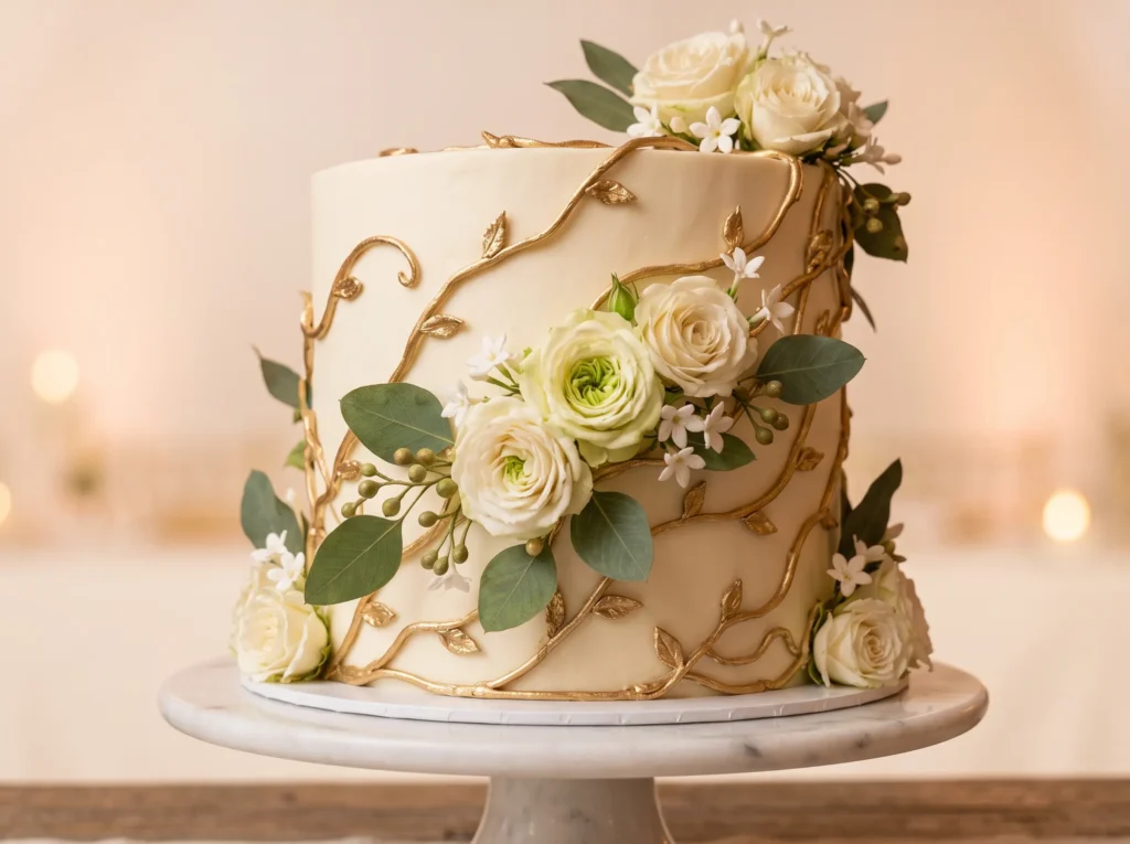 Golden Vine Romance Cake Inspiration Elegant cl Golden Vine Romance Cake K