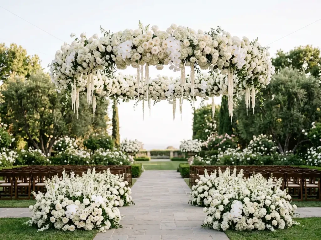 Hanging blossom halo ceremony