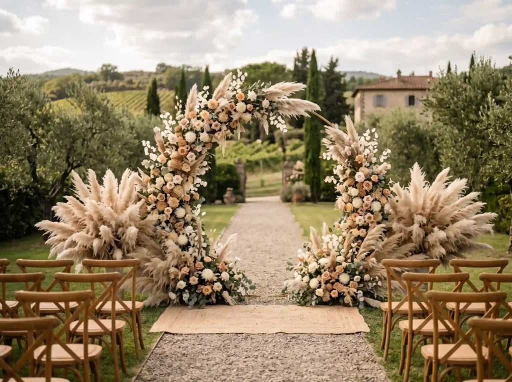 Champagne Pampas Garden ceremony… K