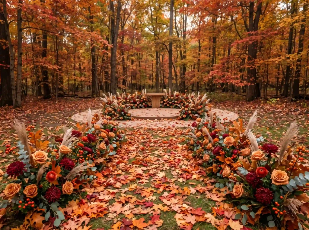 Maple Leaf Floral Pathway Inspiration The chang Maple leaf floral pathway ceremony