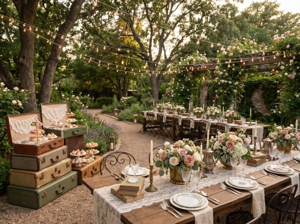 Vintage Garden Tea Reception Inspiration Antiqu Vintage garden tea reception K