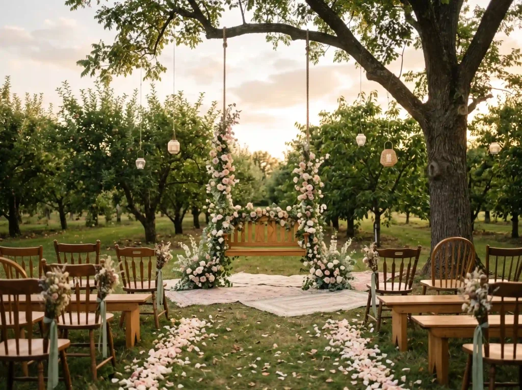 Boho Orchard Swing Altar Inspiration A quiet or Orchard swing altar ceremony K