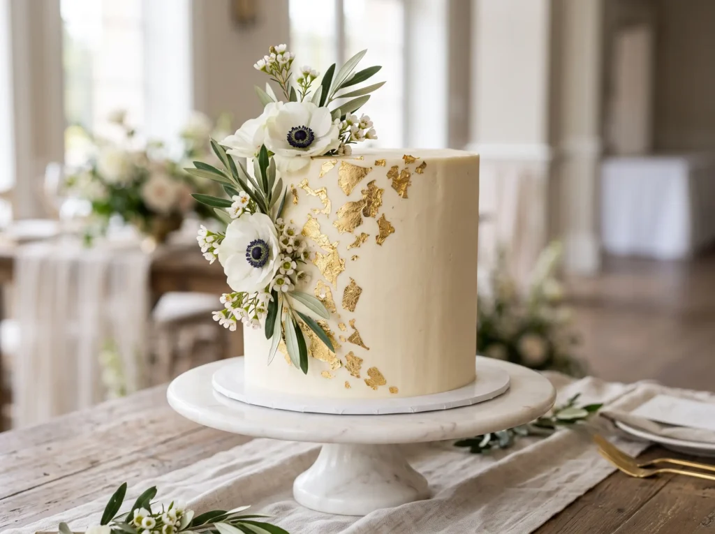 Botanical Gold Leaf Cake Inspiration Modern bot Botanical gold leaf cake K