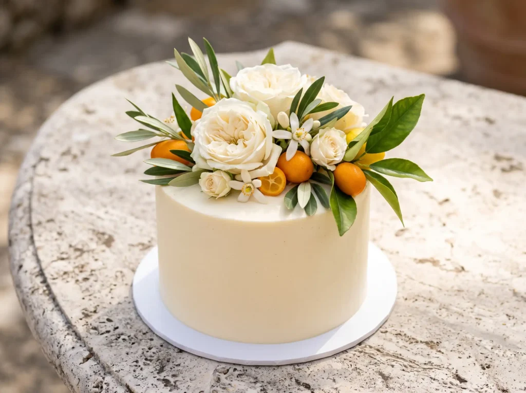 Citrus Grove Fresco Inspiration Inspired by sun Miniature cake with citrus fruits