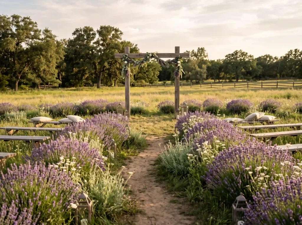 Lavender Meadow Ceremony Inspiration A blooming Lavender meadow ceremony backyar… K