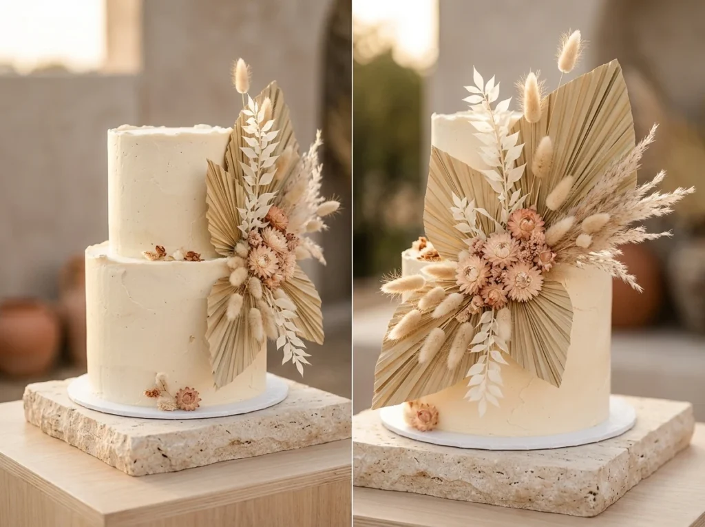 Wedding cake with dried botanicals