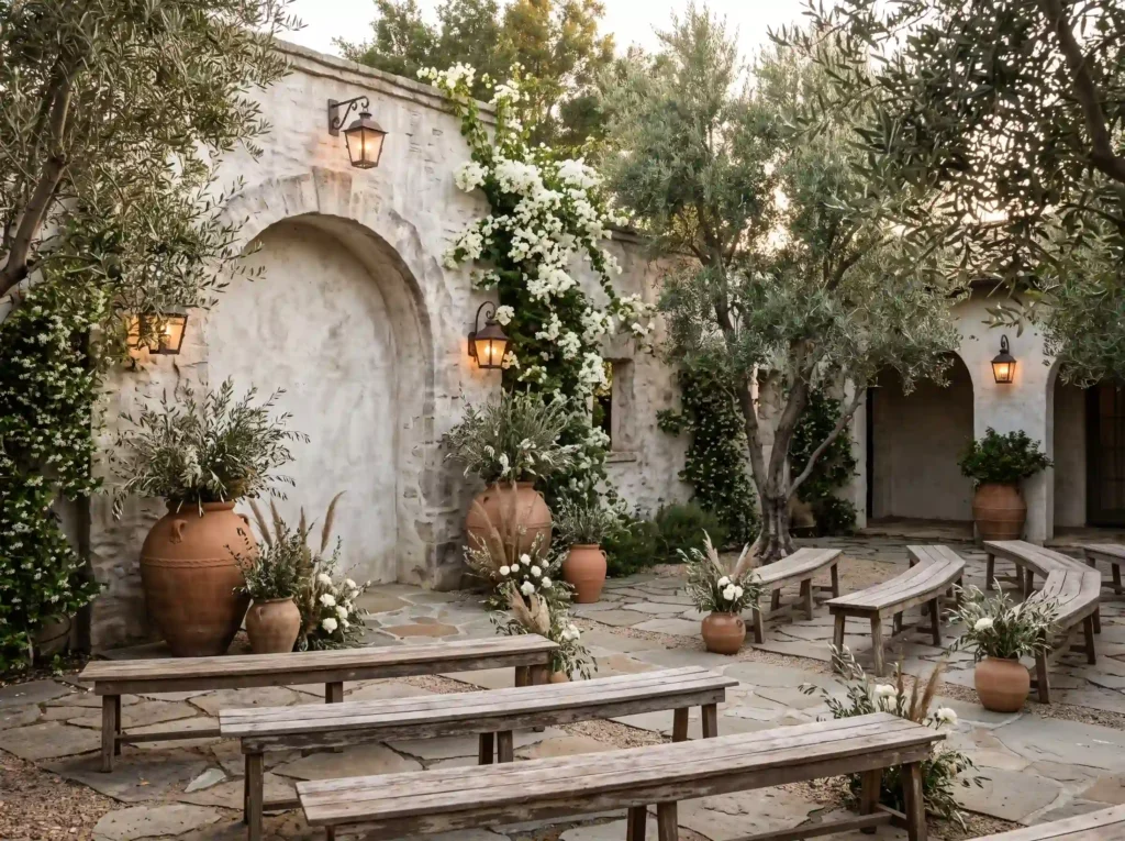Boho Courtyard Courthouse Inspiration Mediterra Boho courtyard ceremony inspiration K