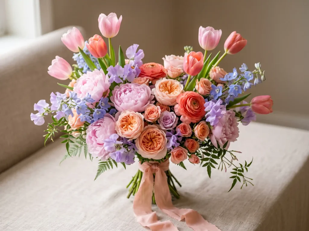 Spring Garden Delight Inspiration Fresh cut flow Spring garden bouquet tulips K