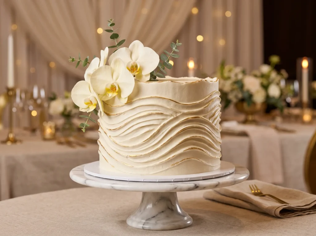 Champagne Wave Cake Inspiration Gentle ocean wav Champagne wave cake with orchids