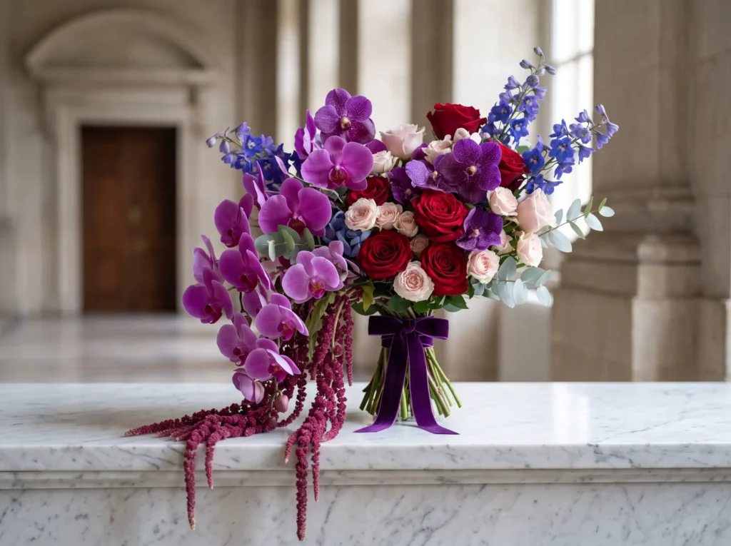 Royal Orchid Cascade Inspiration A regal floral Cascading bouquet with orchids r…