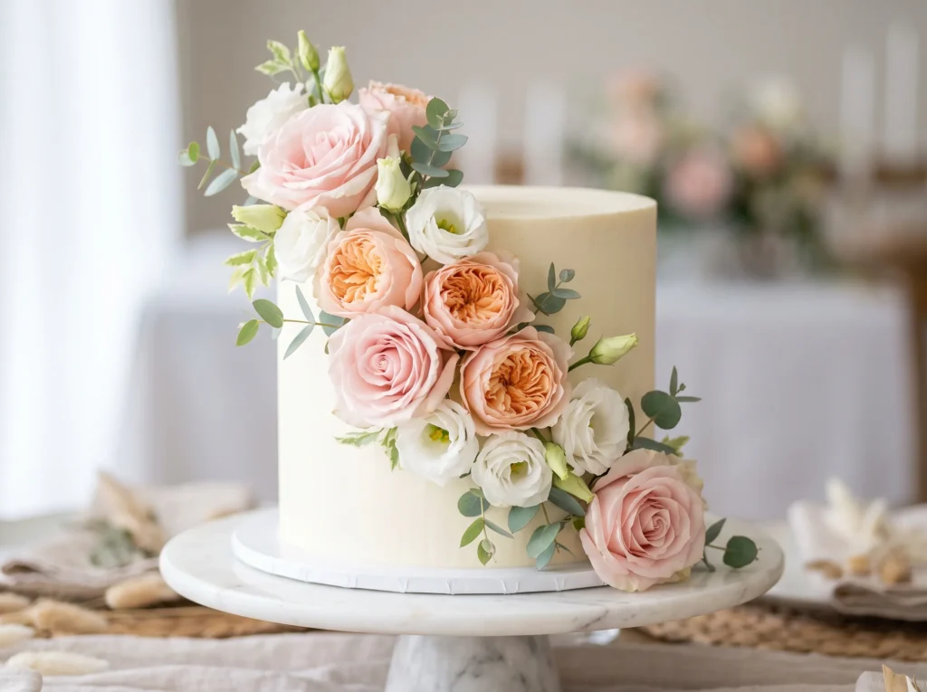 Blush Petal Cascade Cake Inspiration A romantic Blush Petal Cascade Cake K