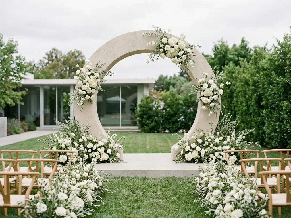 Minimalist stone arch floral cer…