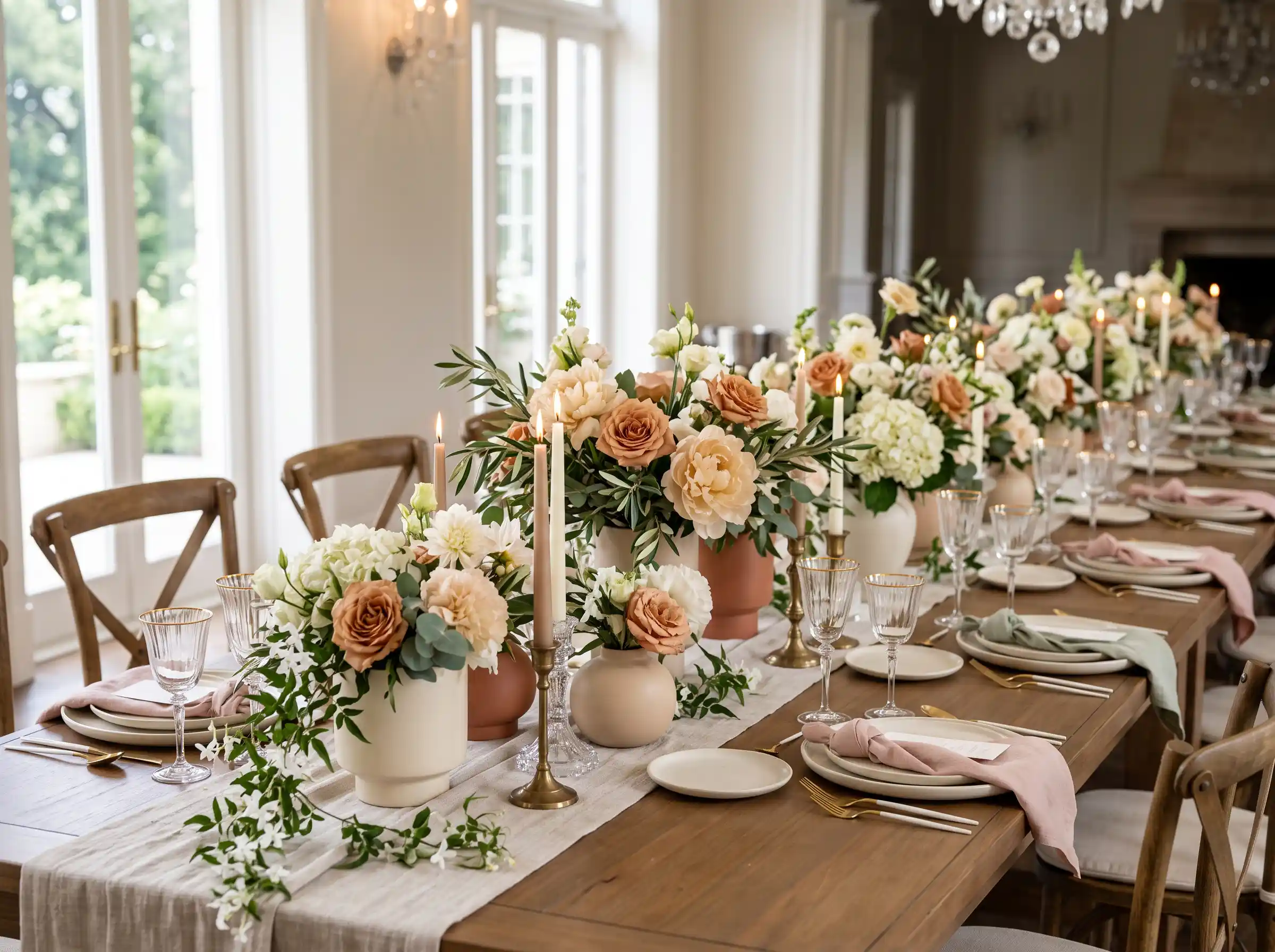classic garden roses and mixed blooms in timeless wedding table symphony arrangement