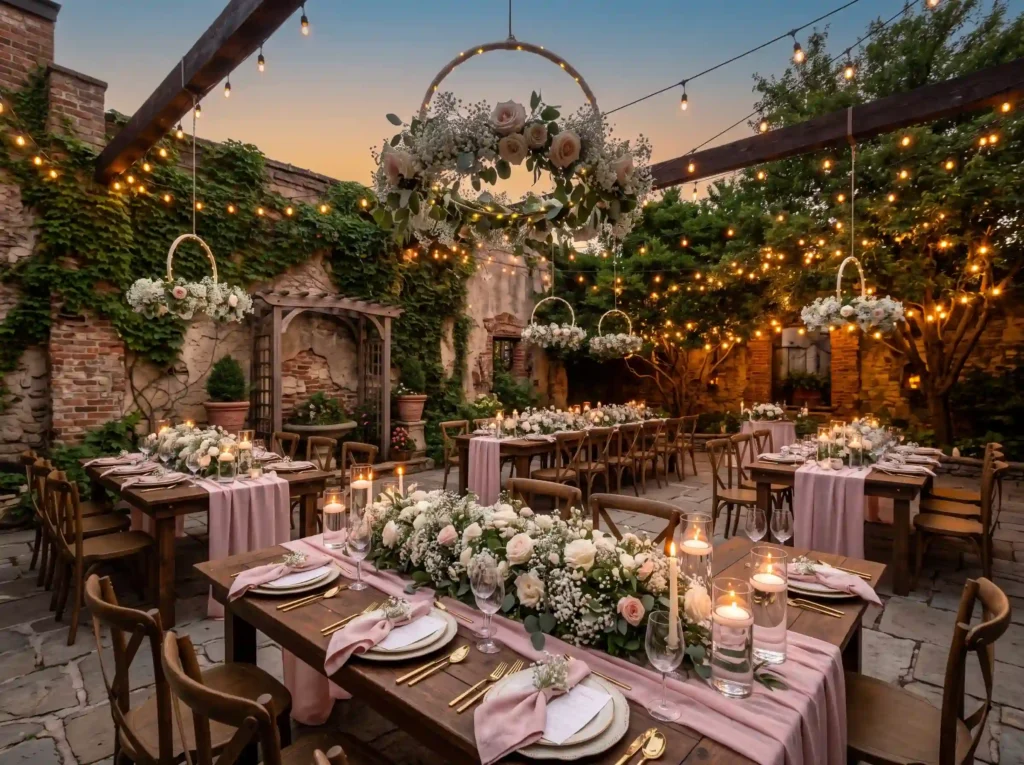 Blush Romance Courtyard Inspiration Soft romanti Blush romance courtyard reception K