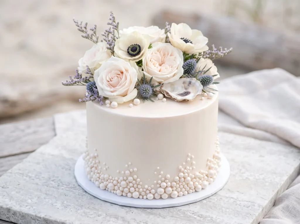 Coastal Pearl Mini Cake Inspiration Inspired by Pearl mini cake with roses