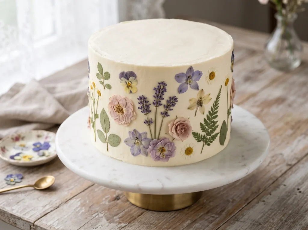 Pressed Flower Keepsake Cake Inspiration Vintage Pressed flower keepsake cake K