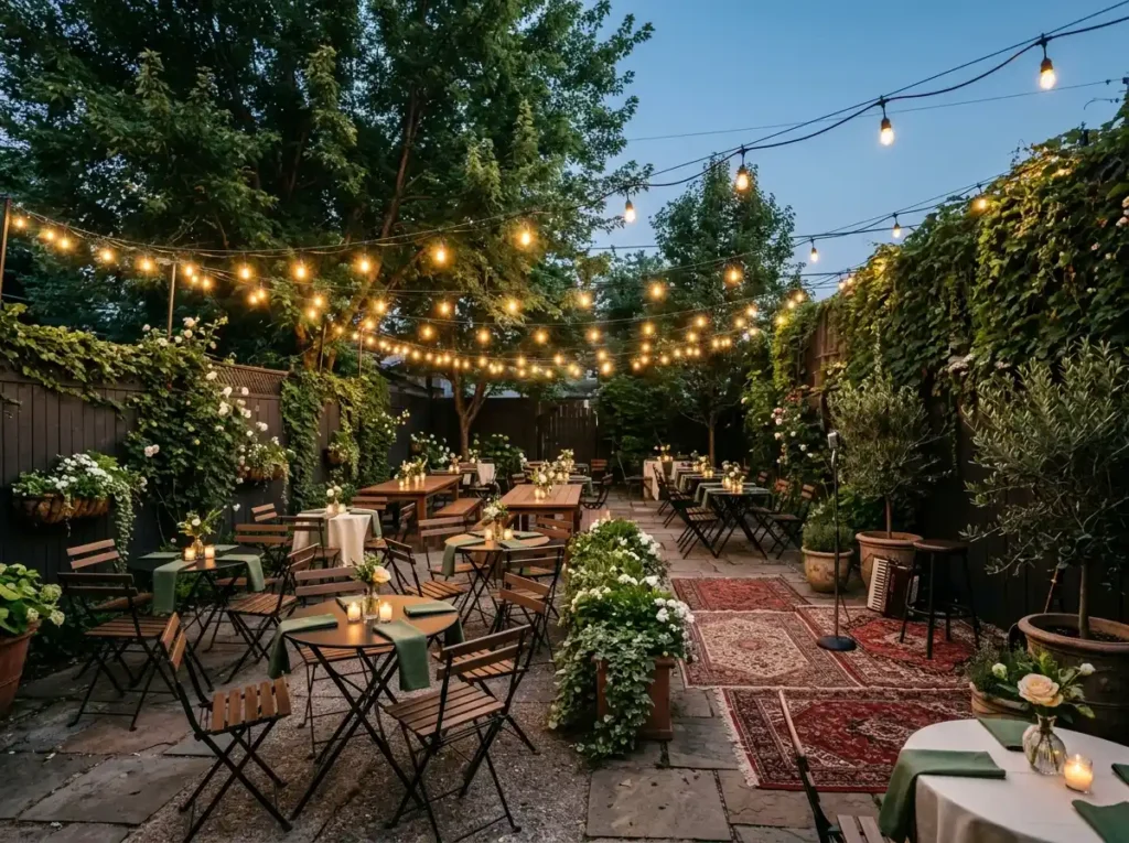 Backyard bistro reception evening