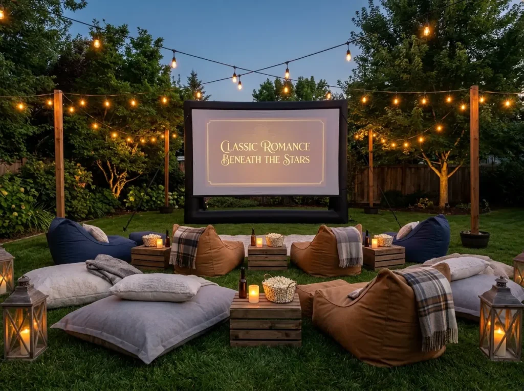Backyard movie night reception