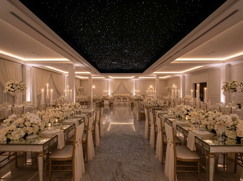 Ballroom reception with star cei…