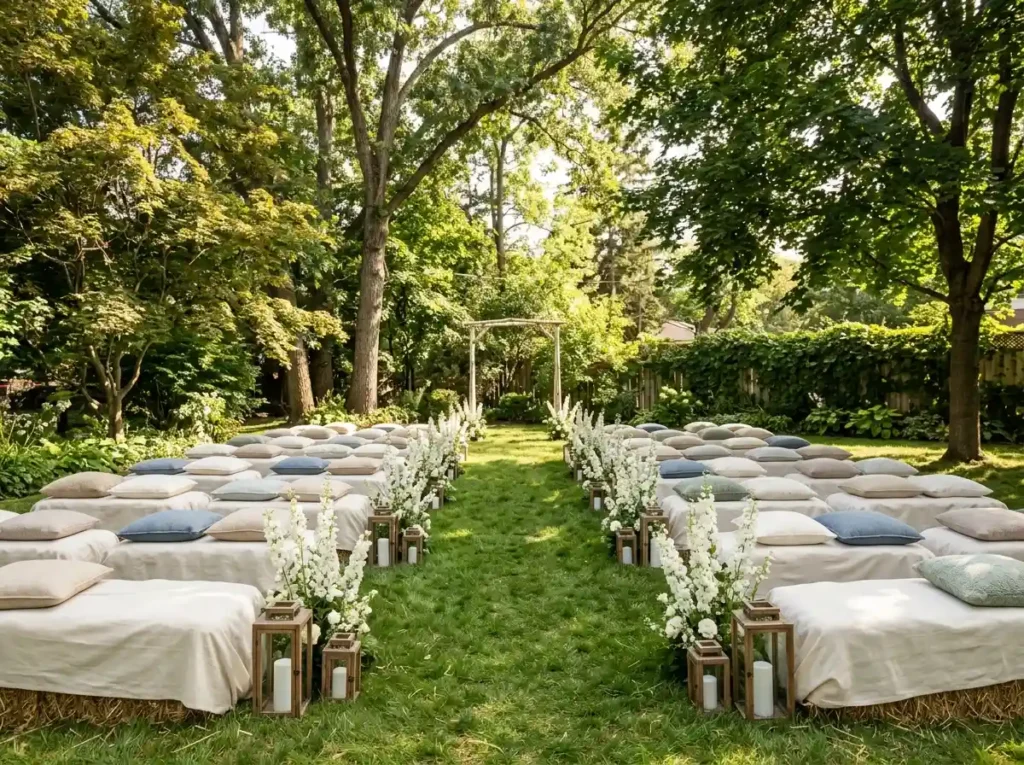 Hay bale seating ceremony