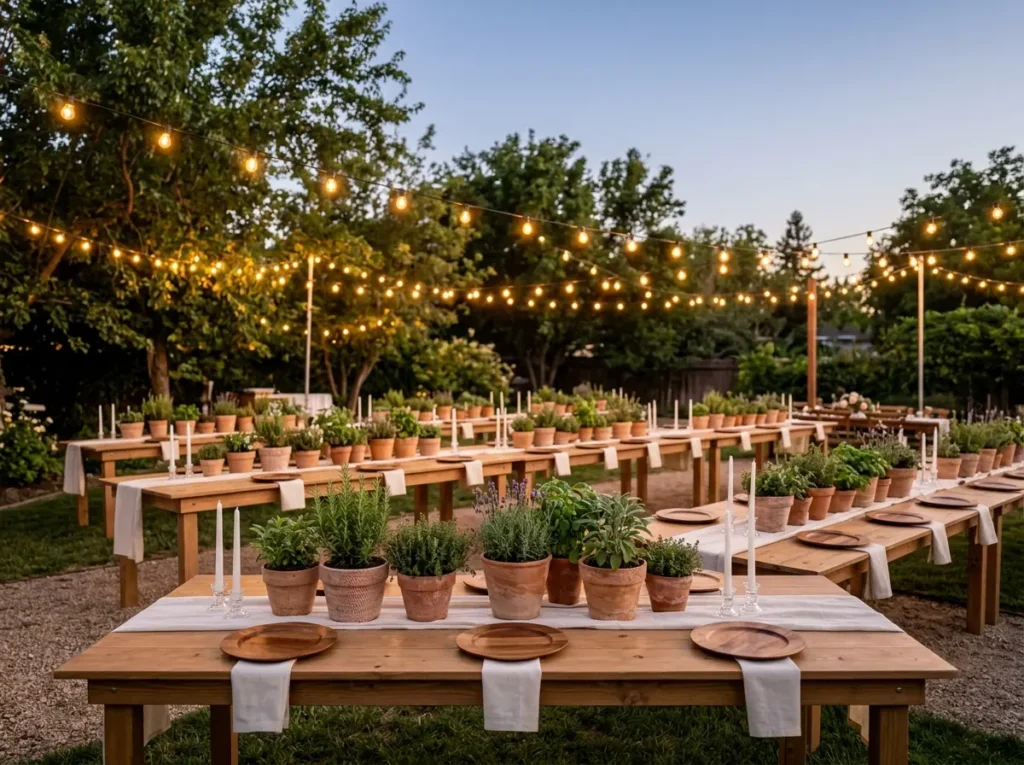 Herb garden reception tables