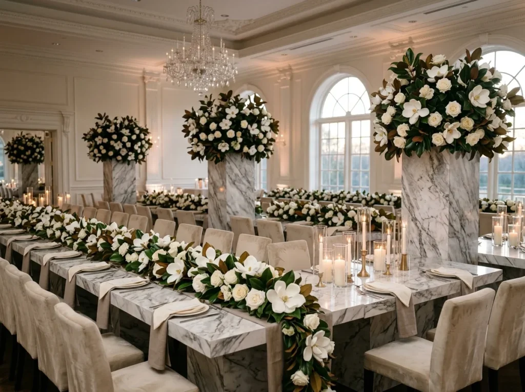 Luxury reception white magnolias…