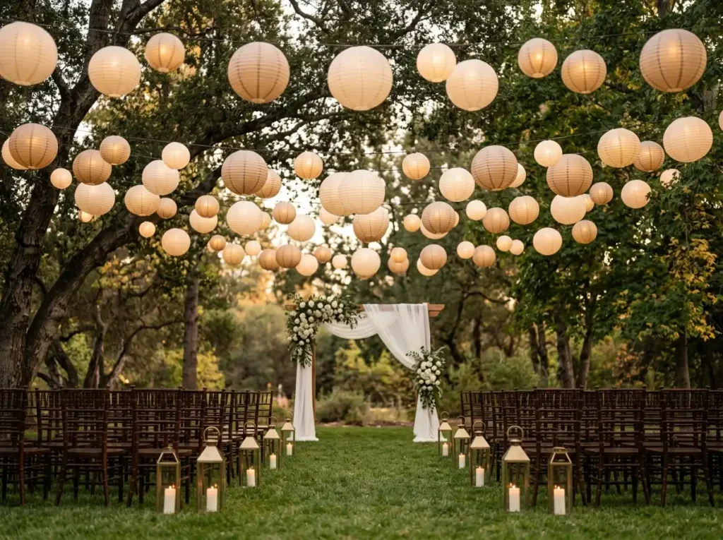 Moonlit lantern canopy wedding