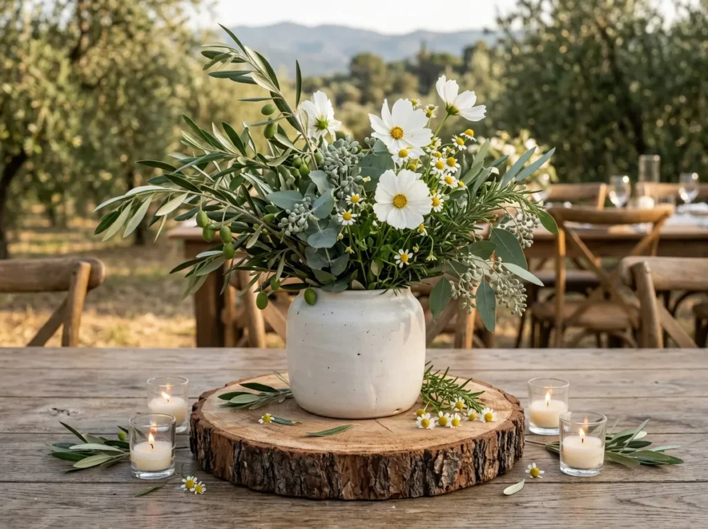 Olive branches ceramic vase