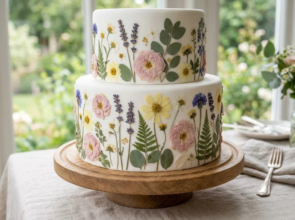 Pressed botanical garden cake