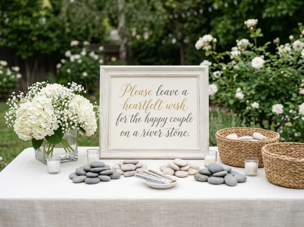 River stones guest book display