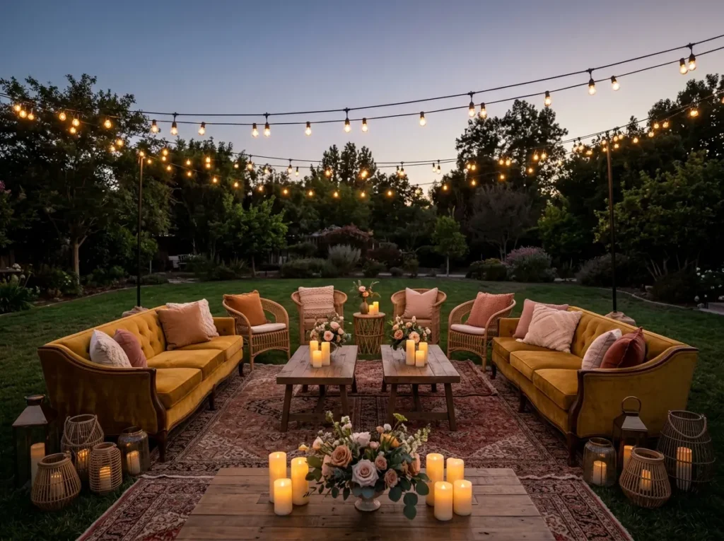 Sunset lounge retreat backyard