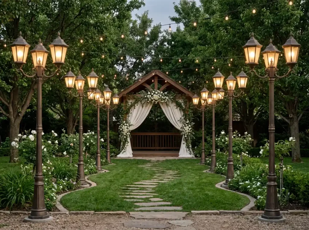 Vintage streetlamps garden cerem…
