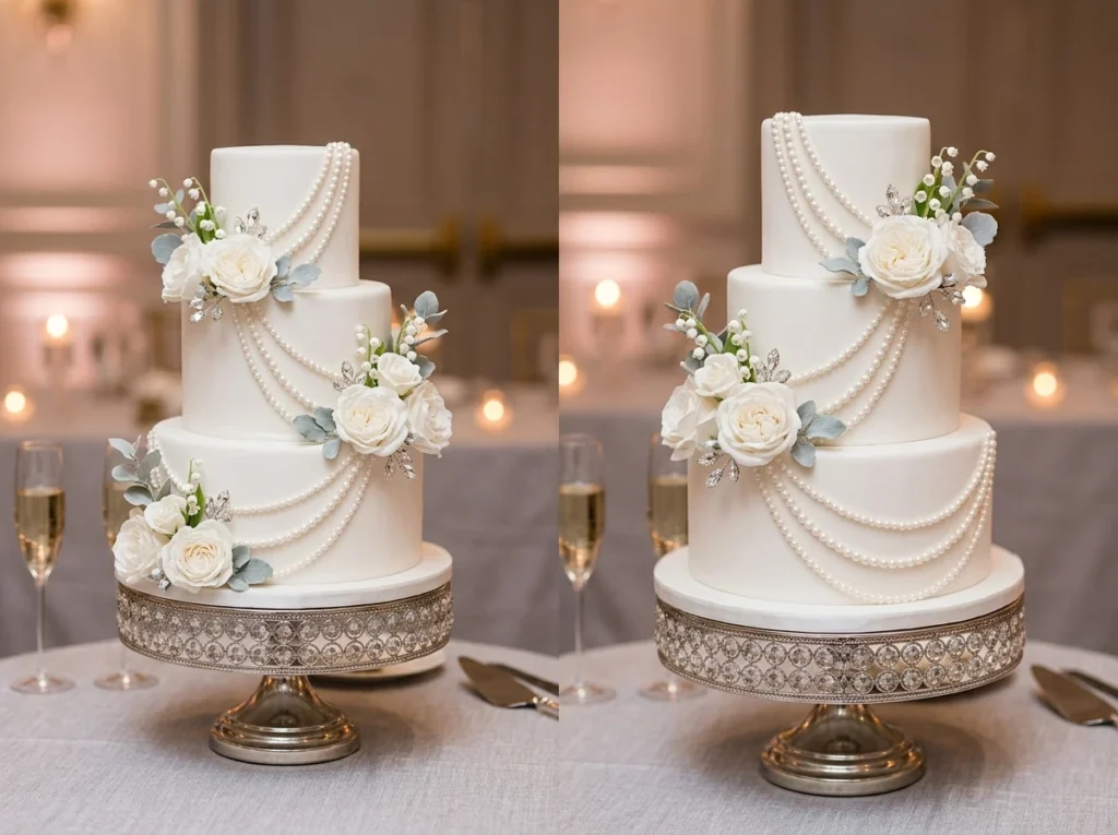 Wedding cake with pearl cascade