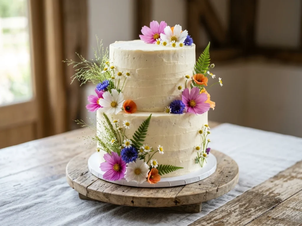 Wildflower meadow buttercream cake