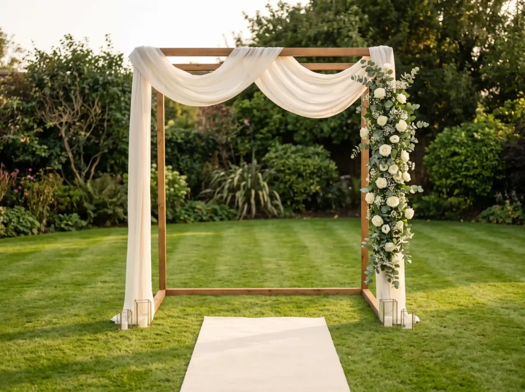 Garden Garland Frame Inspiration A simple wooden Wooden wedding ceremony frame de…