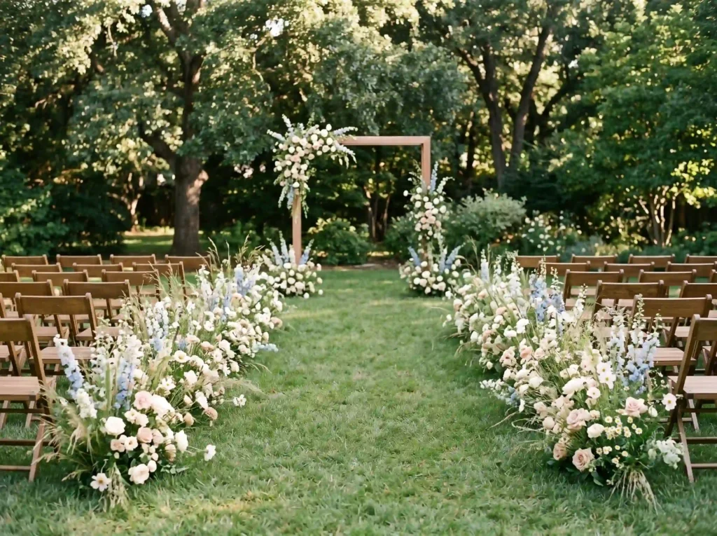 Meadow Bloom Border Inspiration Inspired by wild Meadow bloom border wedding aisle