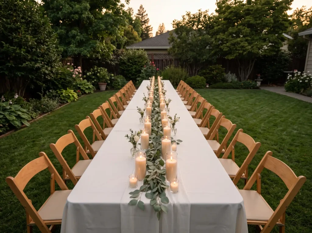 The Candlelit Dinner Inspiration A simple bac Backyard candlelit dinner setup K