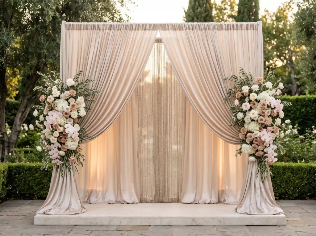 Champagne Silk Curtain Wall Inspiration The flow Champagne silk curtain wall back…