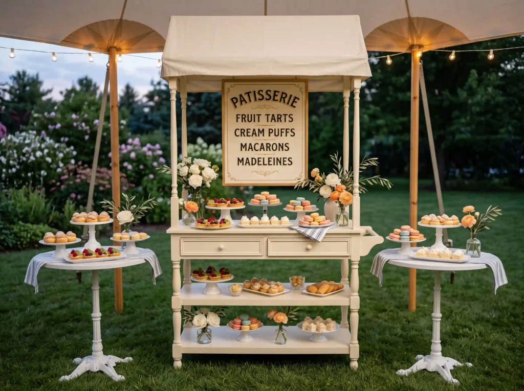 European Patisserie Cart Under Canvas Inspiratio European patisserie cart dessert… K