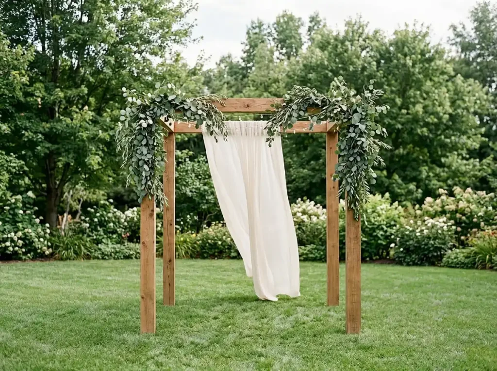 Hanging Greenery Arbor Inspiration Instead of co Greenery arbor at wedding ceremony