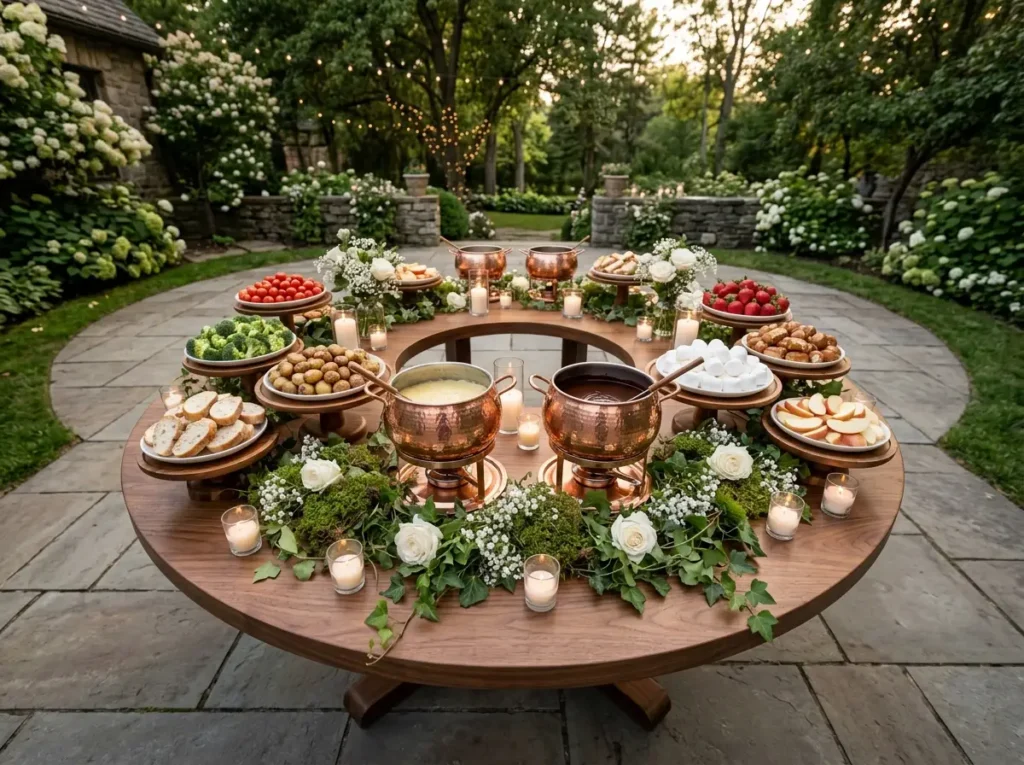 The Fondue Garden Inspiration Classic fondue get Wedding fondue station setup