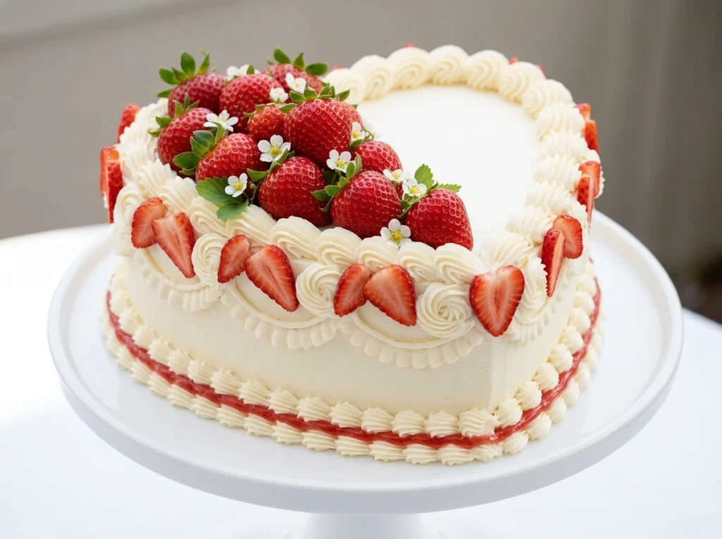 Strawberry heart shaped cake dis…