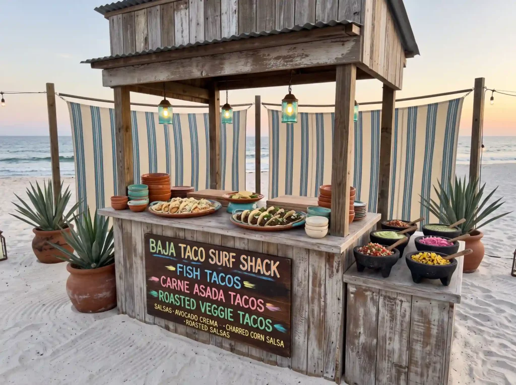 Baja Taco Surf Shack Inspiration A polished coas Baja beach taco station K