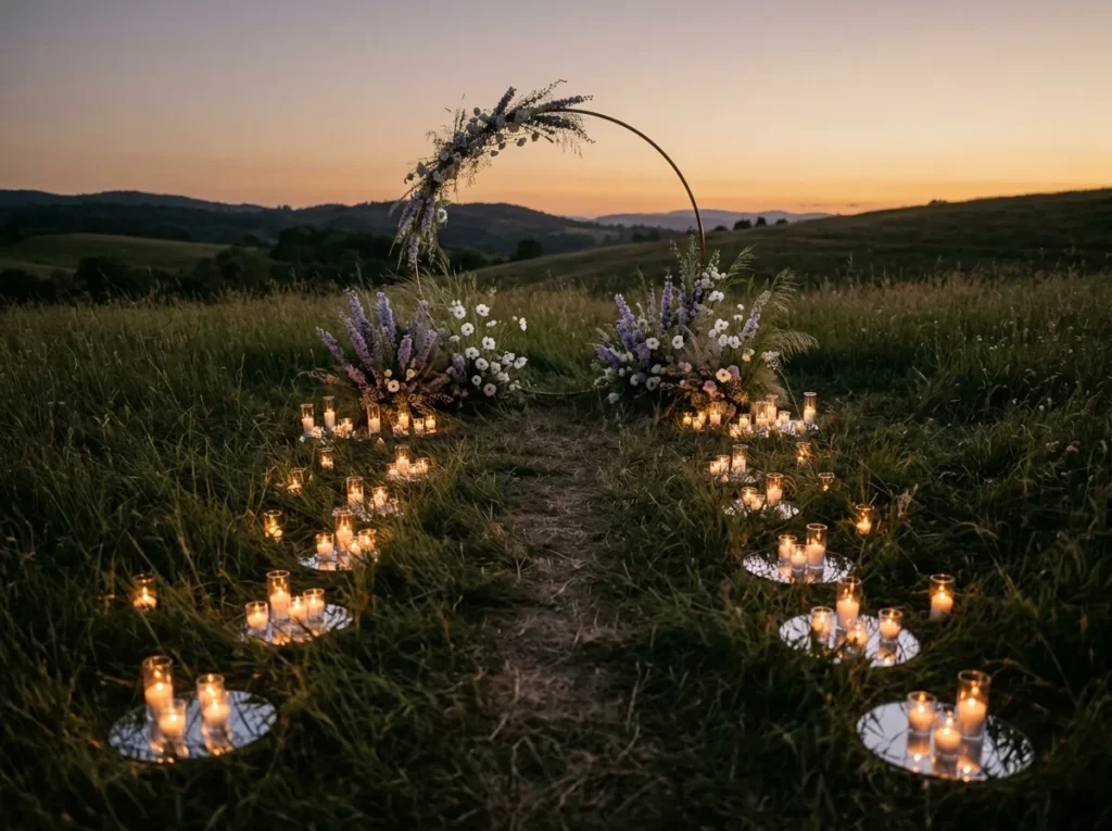 Floating Candle Meadow Inspiration Instead of fi Candles glowing in meadow ceremony