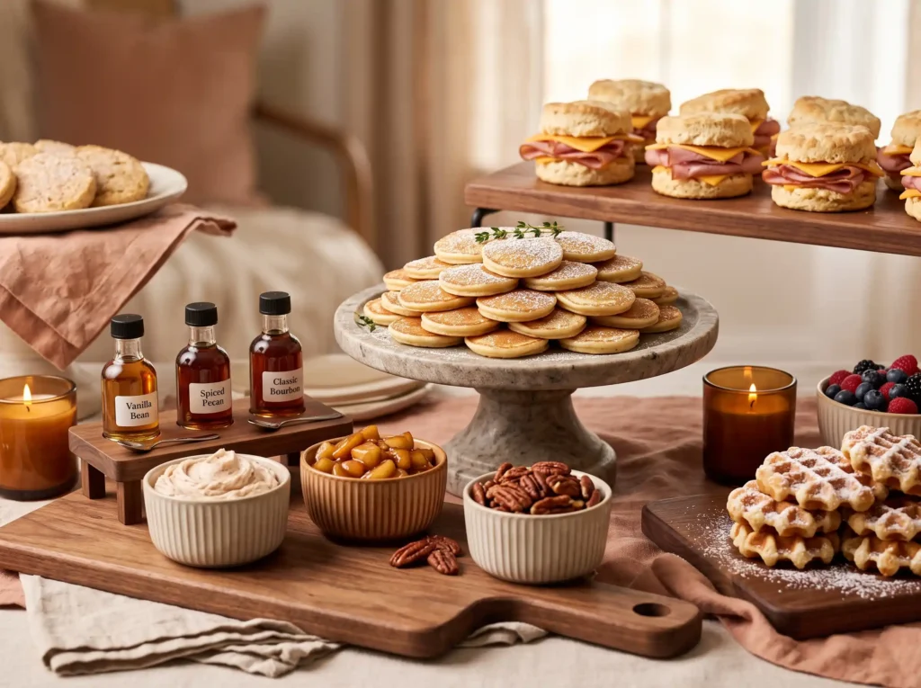 Maple Pancake Brunch Bar Inspiration A cozy late Pancake brunch bar food station