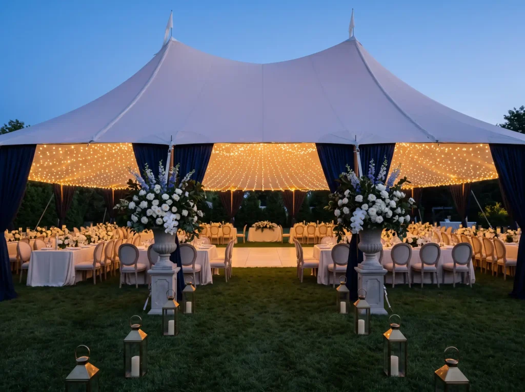 Midnight Estate Marquee Inspiration A dramatic e Luxury marquee tent on lawn
