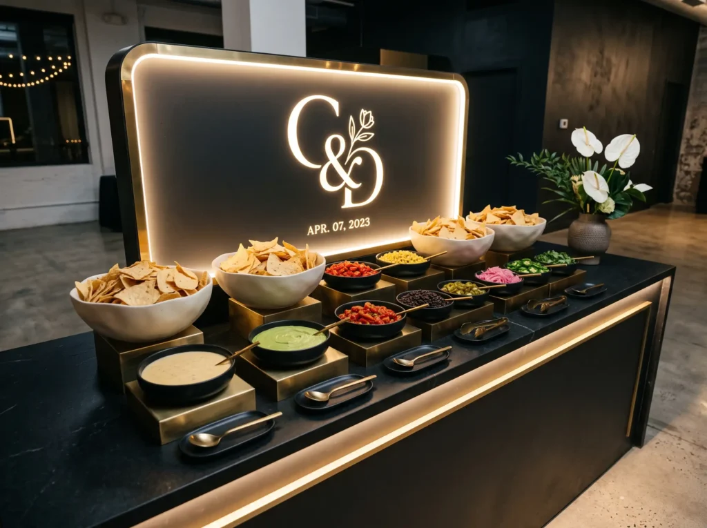 Modern Black Brass Nacho Bar Inspiration Sleek m Modern black and brass nacho