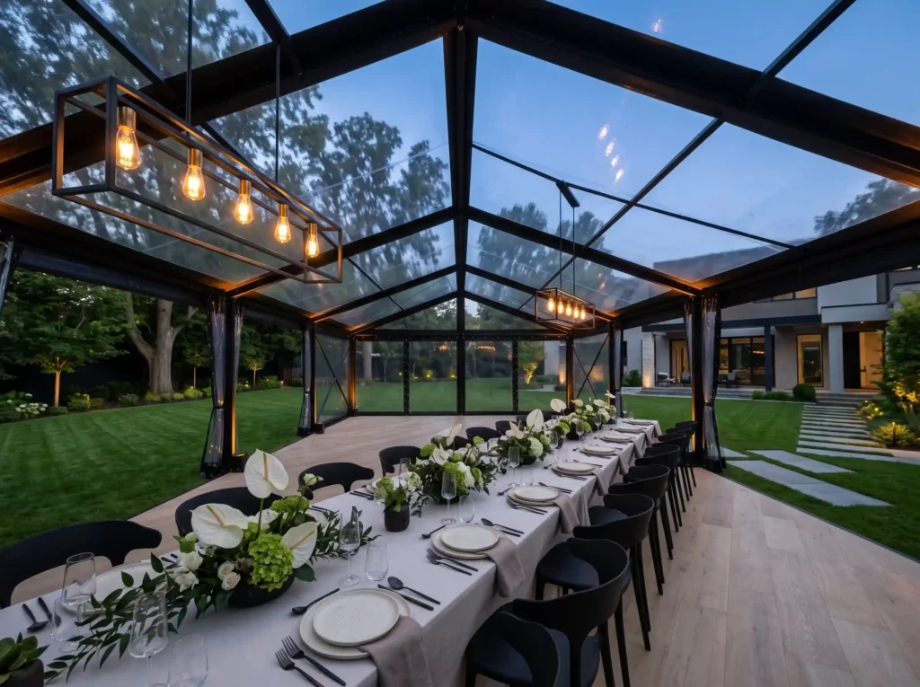 Modern Black Marquee Garden Inspiration A dramat Modern black marquee reception K
