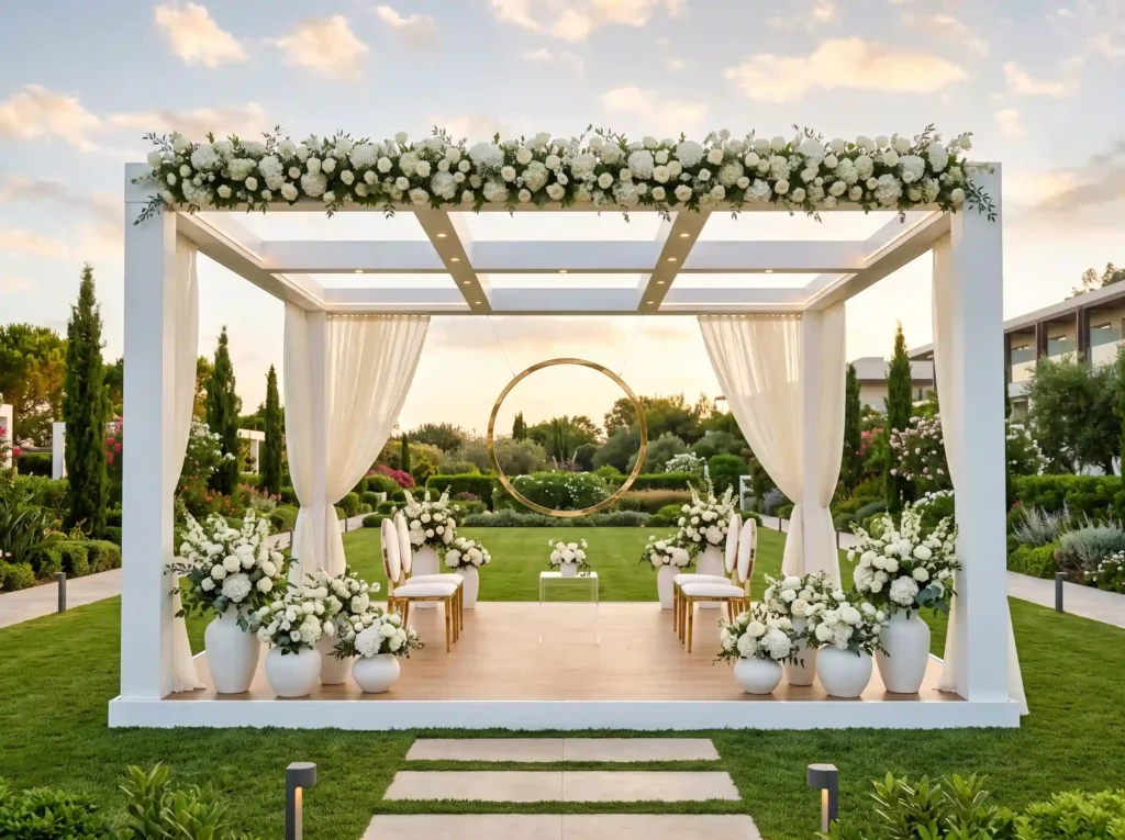 Modern White Canopy Garden Stage Inspiration The Modern white canopy garden stage